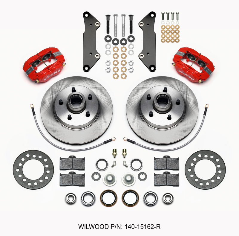 Wilwood Forged Dynalite-M Front Kit 11.88in 1 PC Rotor&Hub Red Cadillac 1957-60