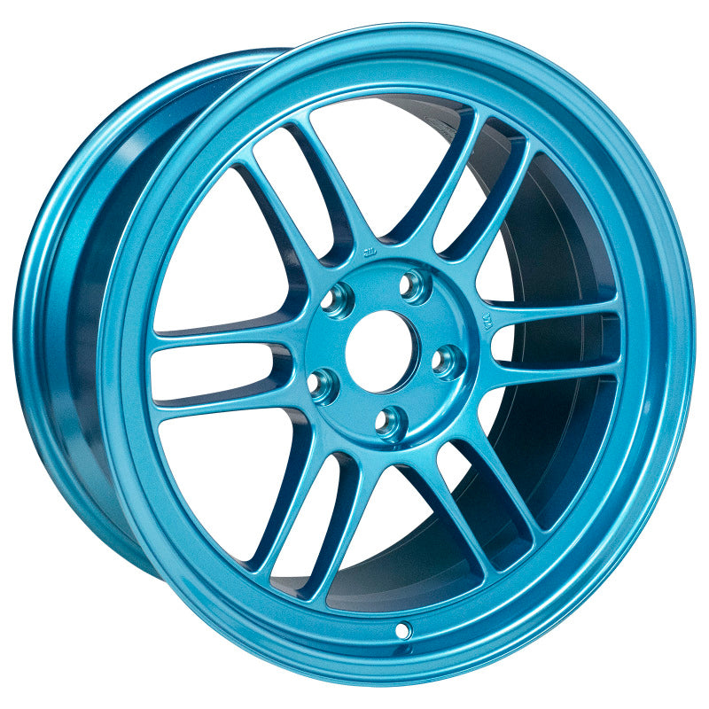 18X9.5 Enkei RPF1 5x114.3 38mm Offset 73mm Bore Emerald Blue Wheel