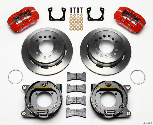 Wilwood Dynapro Low-Profile 11.00in P-Brake Kit - Red Chevy 12 Bolt Spcl 2.81in Off Stag Mount