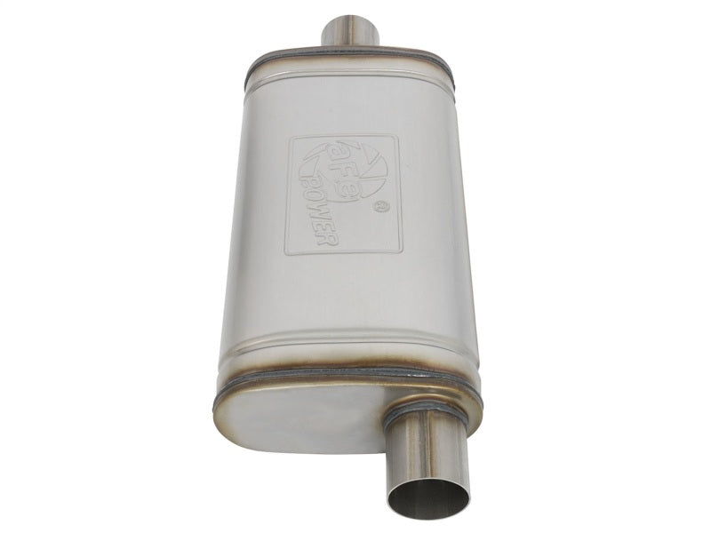 aFe MACHForce XP SS Muffler 2.5in Center Inlet / 2.5in Offset Outlet 18in L x 9in W x4in H Body