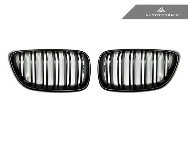 Autotecknic Replacement Dual-Slats Stealth Black Front Grilles BMW F22 2-Series