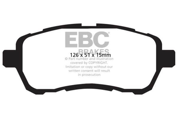 EBC 2010-2016 Mazda 2 1.5L Ultimax2 Front Brake Pads