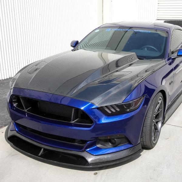 Anderson Composites Double Sided Carbon Fiber Cowl Hood 2015-2017 Ford Mustang
