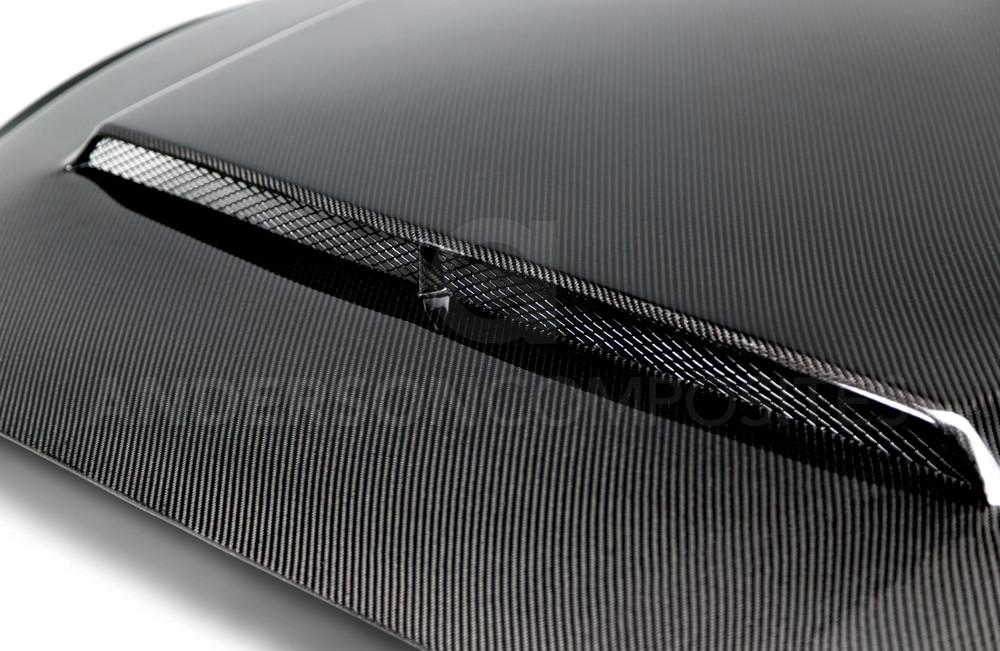 Anderson Composites Double Sided Carbon Fiber Super Snake Style Hood 2015-2017 Ford Mustang