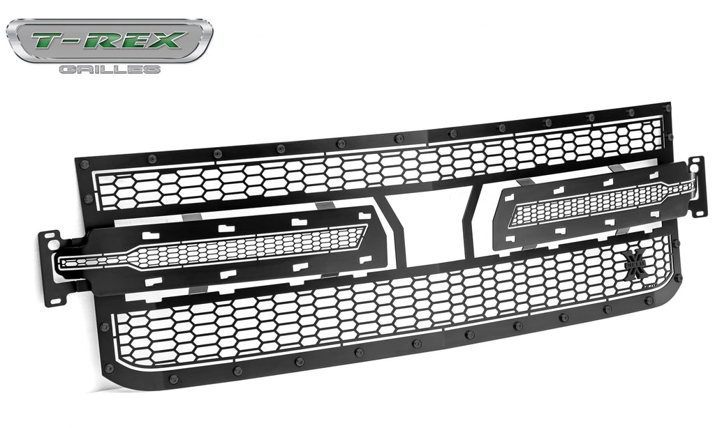 T-Rex 2019 Chevrolet Silverado 1500 Stealth Laser X Grille, 1 Pc, Replacement (Black Mild Steel)