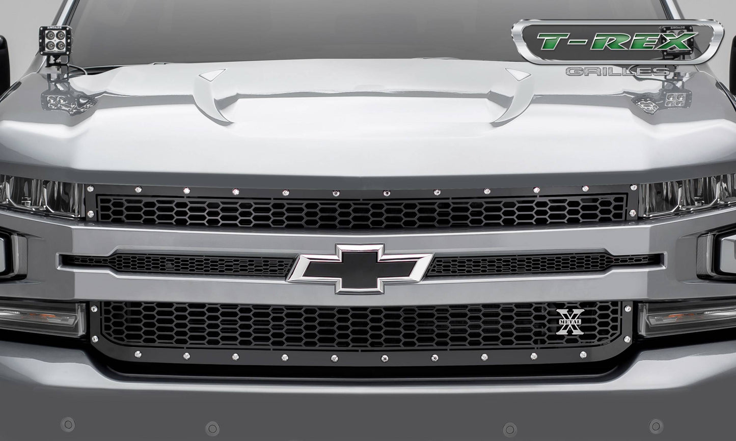T-Rex 2019 Chevrolet Silverado 1500 Laser X Grille, 1 Pc, Replacement (Black Mild Steel)