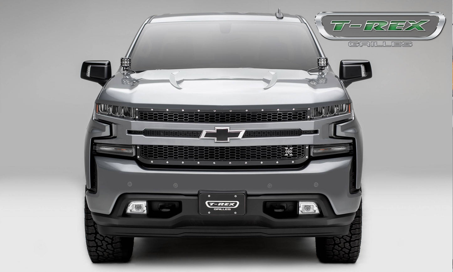 T-Rex 2019 Chevrolet Silverado 1500 Laser X Grille, 1 Pc, Replacement (Black Mild Steel)