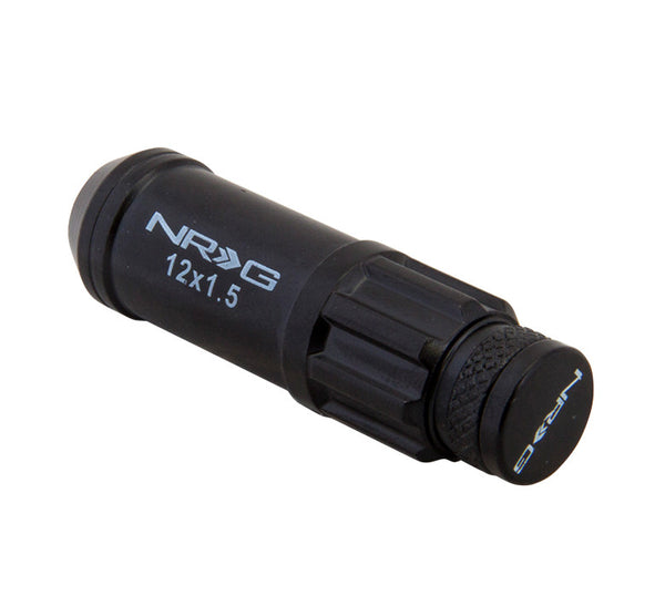 NRG 700 Series Steel Lug Nut Set with Dust Cap Cover 12x1.50 Black (20 Piece Kit)