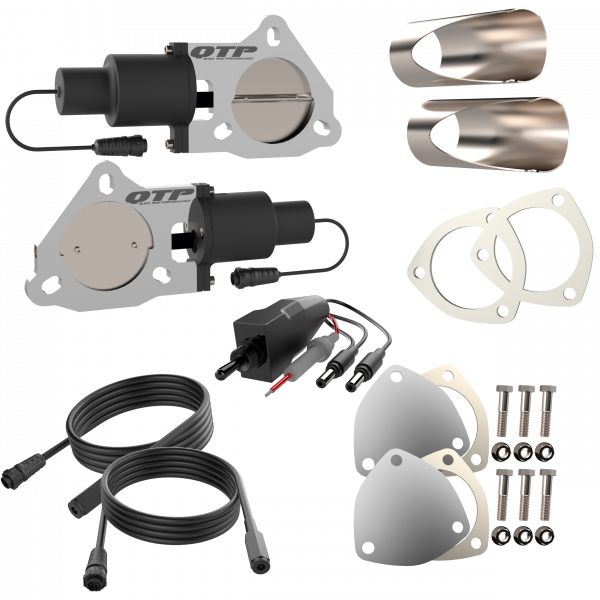 Quick Time Performance Dual 3" QTP Electric Exhaust Cutout DIY Combo Kit