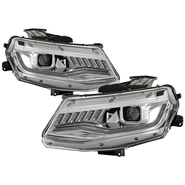 Spyder Chevy Camaro 16-18 (Do Not Fit Halogen) Projector Headlights Chrome PRO-YD-CCAM16HIDSI-SEQ-C