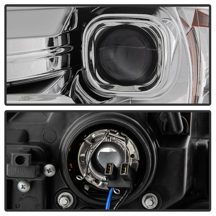 2009-2018 Dodge Ram 1500 / 2010-2019 Ram 2500/3500 Version 2 Projector Headlights - Halogen Model Only- Chrome Housing (Not Compatible With Factory Projector And LED DRL)