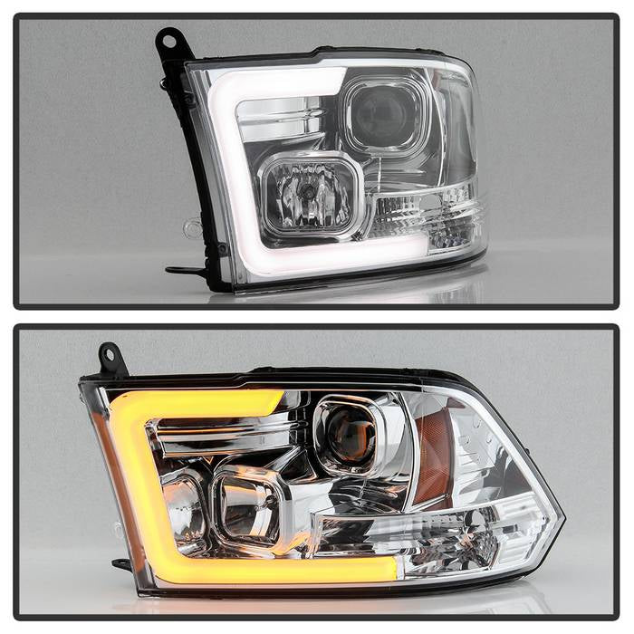 2009-2018 Dodge Ram 1500 / 2010-2019 Ram 2500/3500 Version 2 Projector Headlights - Halogen Model Only- Chrome Housing (Not Compatible With Factory Projector And LED DRL)