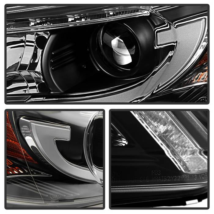 Projector Headlamps with DRL Light Bar 2013-2015 Honda Accord 4 Door (will not fit factory led headlight equipped vehicles) Black Housing