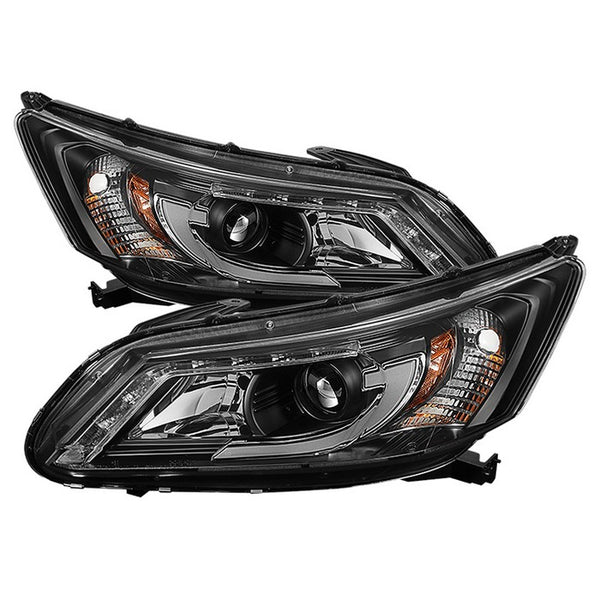 Projector Headlamps with DRL Light Bar 2013-2015 Honda Accord 4 Door (will not fit factory led headlight equipped vehicles) Black Housing