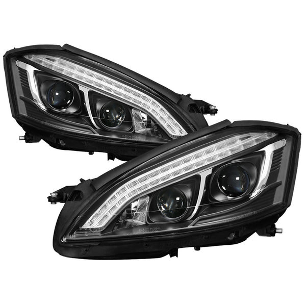 2007-2009 Mercedes S Class W221 Projector Headlights -DRL/LED - Black
