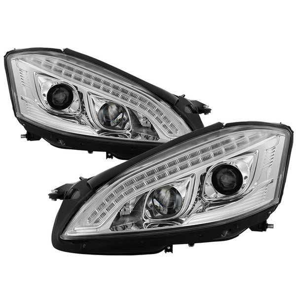 2007-2009 Mercedes S Class W221 Projector Headlights -DRL/LED - Chrome