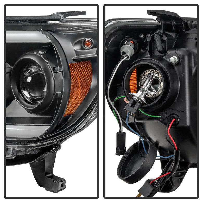2012-15 Toyota Tacoma Projector Headlights - Light Bar DRL - Black