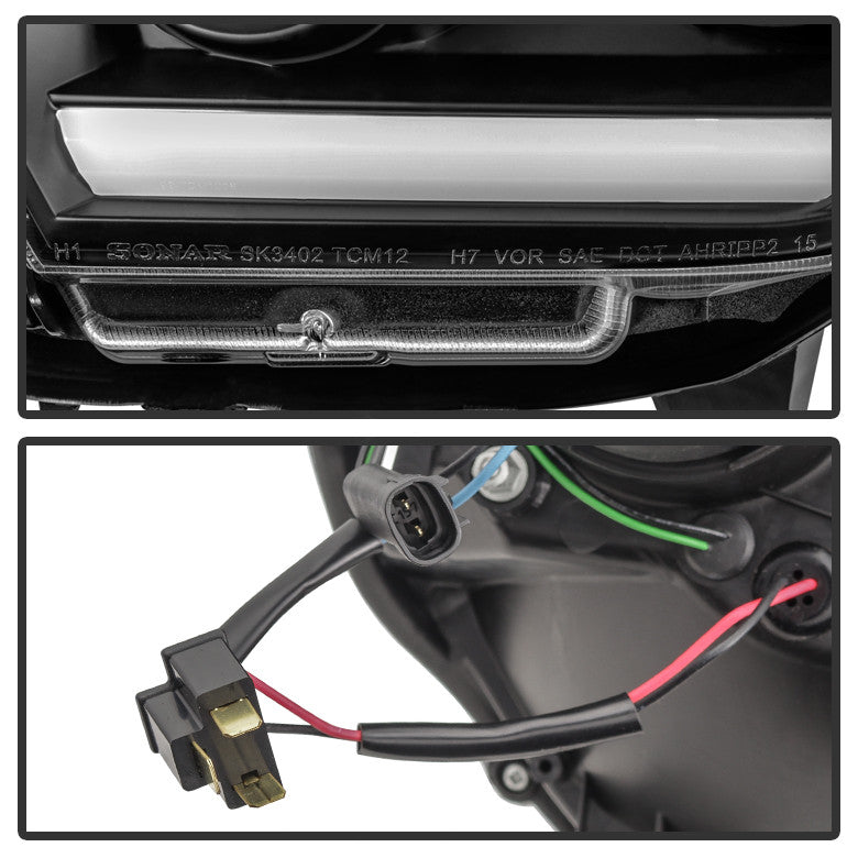 2012-15 Toyota Tacoma Projector Headlights - Light Bar DRL - Black