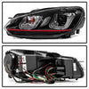 2010-13 Volkswagen Golf / GTI Version 3 Projector Headlights - Halogen Model Only ( Not Compatible With Xenon/HID Model ) - Dual U DRL - Black