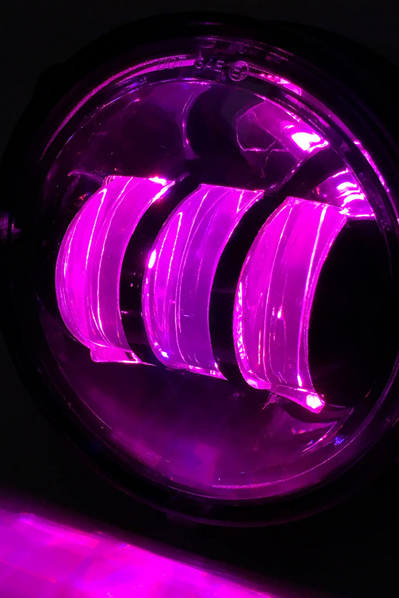 Jeep JK/CJ/TJ  4" 30 Watt Fog Light RGB Accent Quad Lock/Interlock Black Reflector Tempest Series