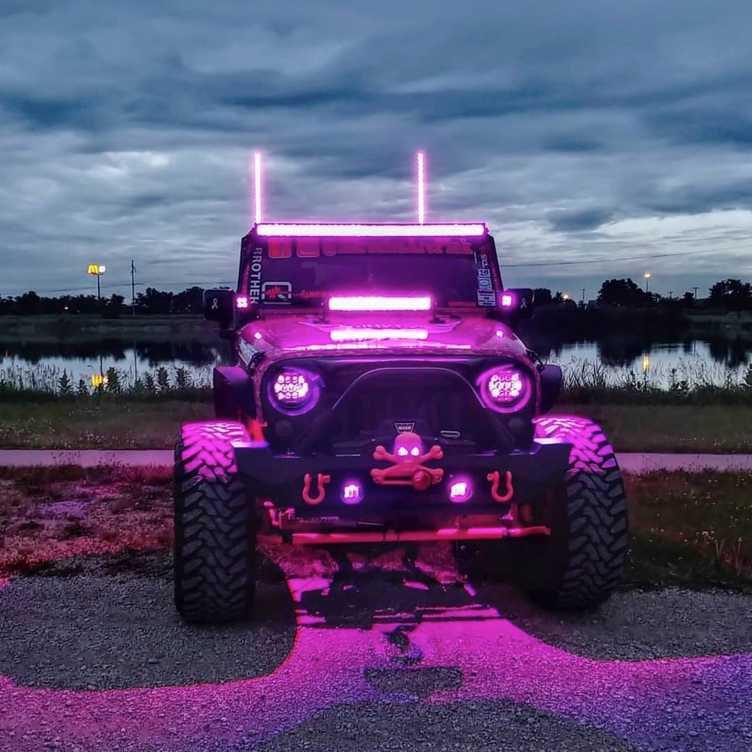 Jeep JK/CJ/TJ  4" 30 Watt Fog Light RGB Accent Quad Lock/Interlock Black Reflector Tempest Series