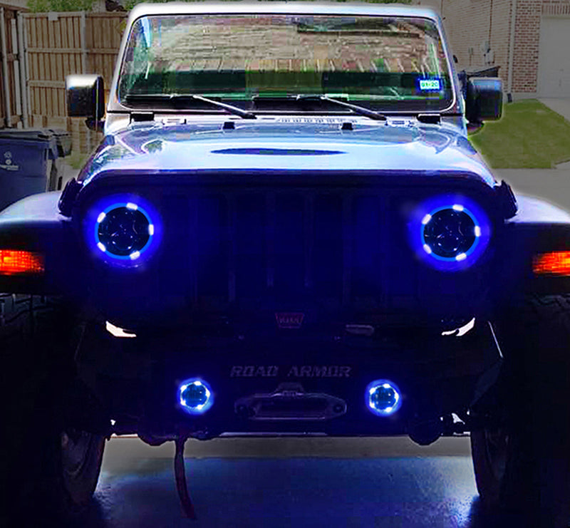 Jeep Wrangler JL / Gladiator 9" Quake LED HD Headlights / 4" HD Fog Lights Tempest Series