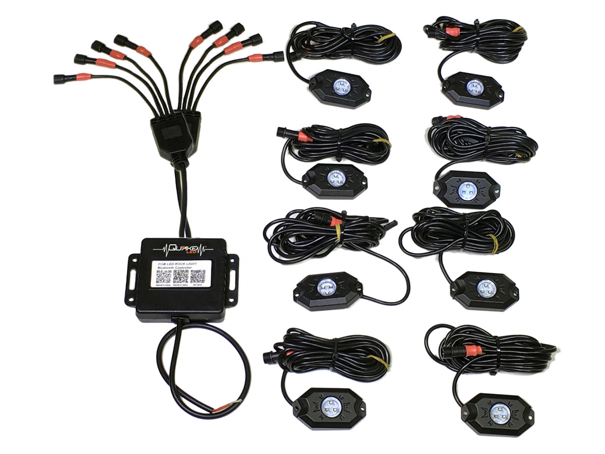 Quake LED 8 Piece RGB Accent Rock Lights (Controller Included) Quad-Lock