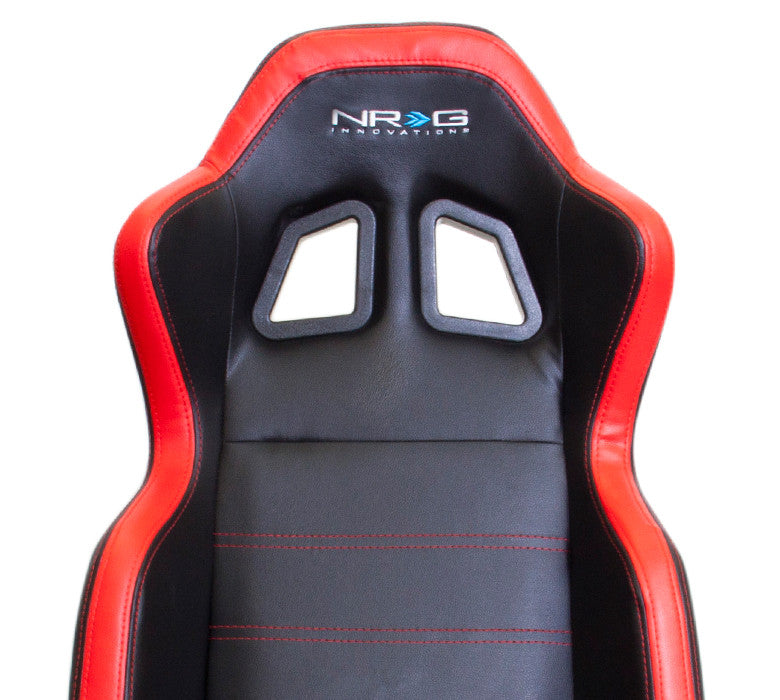 NRG PVC Sport Seat Black/Red Stitch & Side Contrast (Left & Right) - Pair