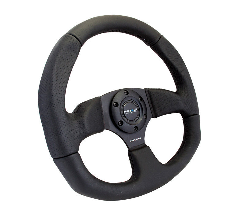 NRG Race Series Steering Wheel Black Leather, Black 3 Spoke (320mm)