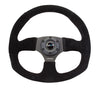 NRG Race Series Steering Wheel Black Suede, Black 3 Spoke (320mm)