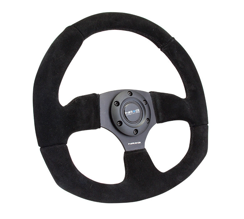 NRG Race Series Steering Wheel Black Suede, Black 3 Spoke (320mm)
