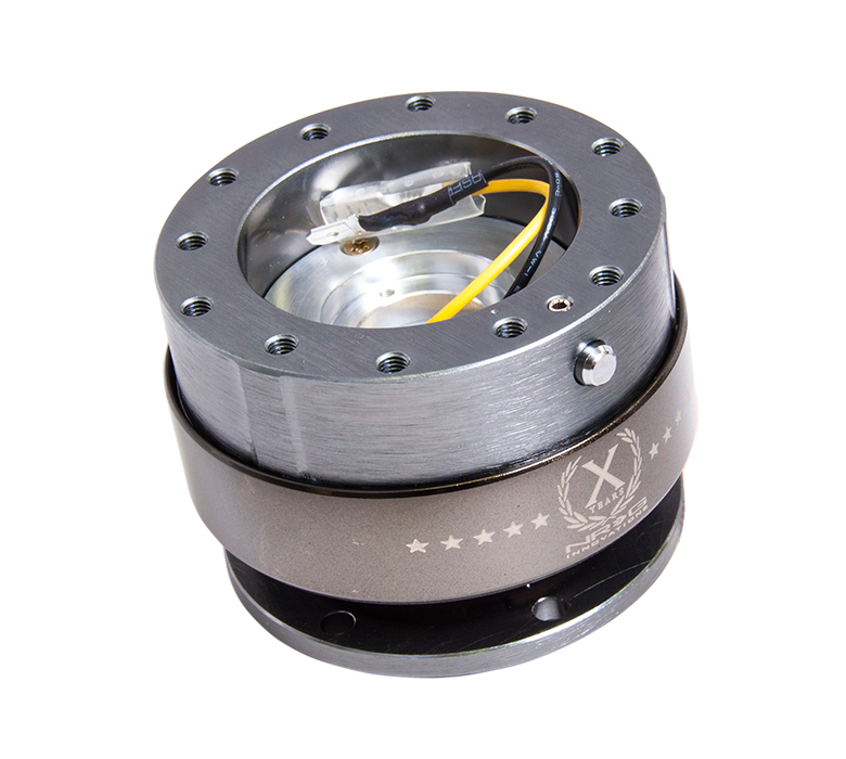 NRG Gen 2.0 Gun Metal/Titanium Ring Steering Wheel Quick Release (10 Year Anniversary Logo)