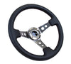 NRG ST-006 Series Steering Wheel (3" Deep) Black Leather, Gun Metal 3 Spoke (350mm)