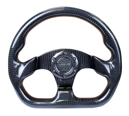 NRG Steering Wheel Carbon Fiber 3 Spoke Center (320mm) Flat Bottom
