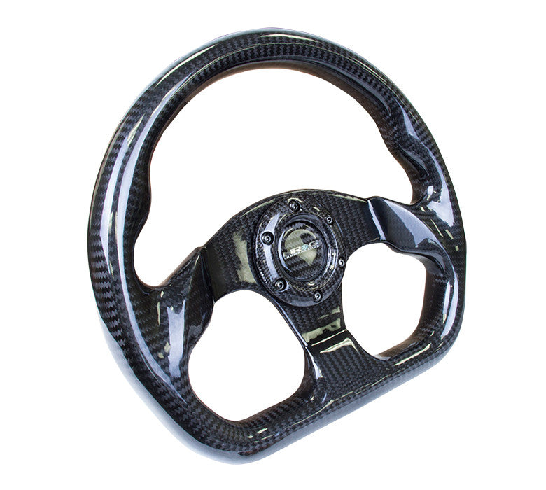 NRG Carbon Fiber Series Steering Wheel Carbon Fiber 3 Spoke Center (320mm) Flat Bottom