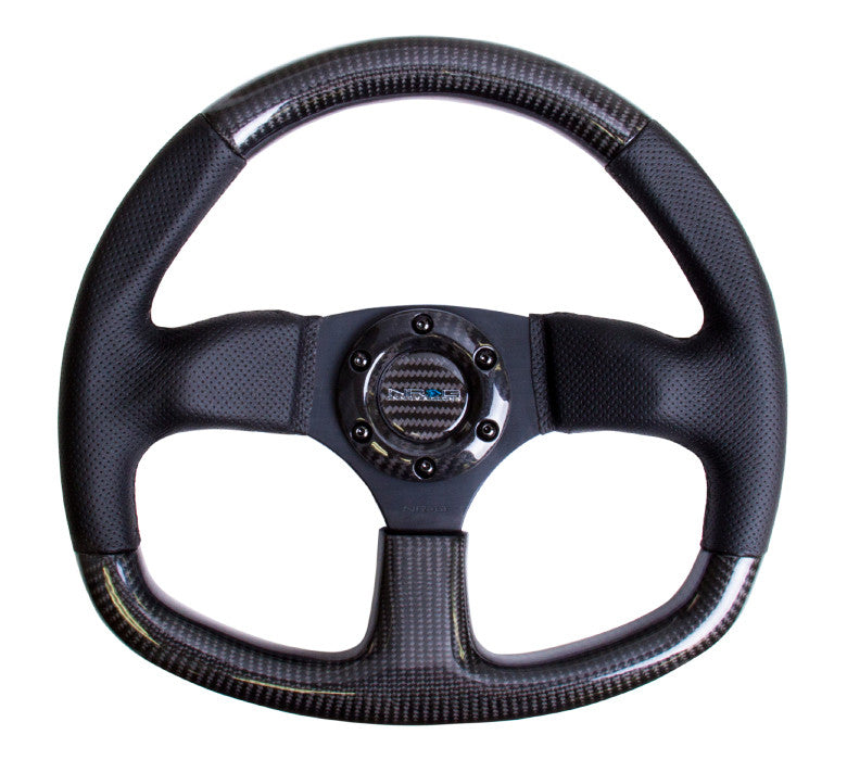 NRG Carbon Fiber Series Steering Wheel Carbon Fiber/Air Leather (320mm) Flat Bottom