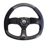 NRG Carbon Fiber Series Steering Wheel Carbon Fiber/Air Leather with Red Stitching (320mm) Flat Bottom