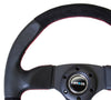 NRG Race Series Steering Wheel Black Leather/Suede, Red Stitch (320mm)