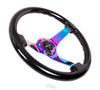 NRG Deep Dish Series Steering Wheel (3" Deep) Black Wood Grain, Neo Chrome 3 Spoke Center (350mm)