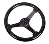 NRG Deep Dish Series Steering Wheel (3" Deep) Black Sparkled Wood Grain, Black 3 Spoke Center (350mm)