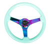 NRG Deep Dish Series Steering Wheel (3" Deep) Mint Fresh Wood Grain, Neo Chrome Center (350mm)