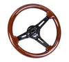NRG Deep Dish Series Steering Wheel (3" Deep) Wood Finish, Black Center (350mm)