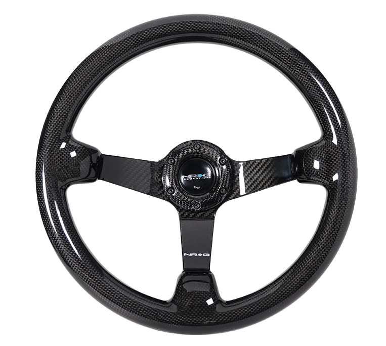NRG Deep Dish Series Steering Wheel (3" Deep) Carbon Fiber, Carbon Fiber 3 Spoke Center (350mm)