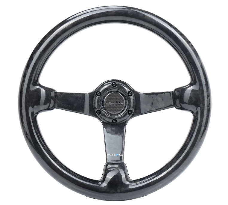 NRG Deep Dish Series Steering Wheel (3" Deep) Carbon Fiber, Carbon Fiber 3 Spoke Center (350mm) Forged Carbon