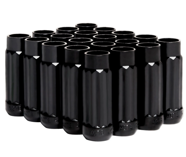 BLOX Racing 12-Sided P17 Tuner Lug Nuts 12x1.25 - Black Steel - Set of 20