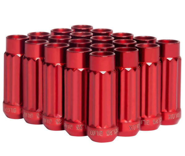 BLOX Racing 12-Sided P17 Tuner Lug Nuts 12x1.25 - Red Steel - Set of 20