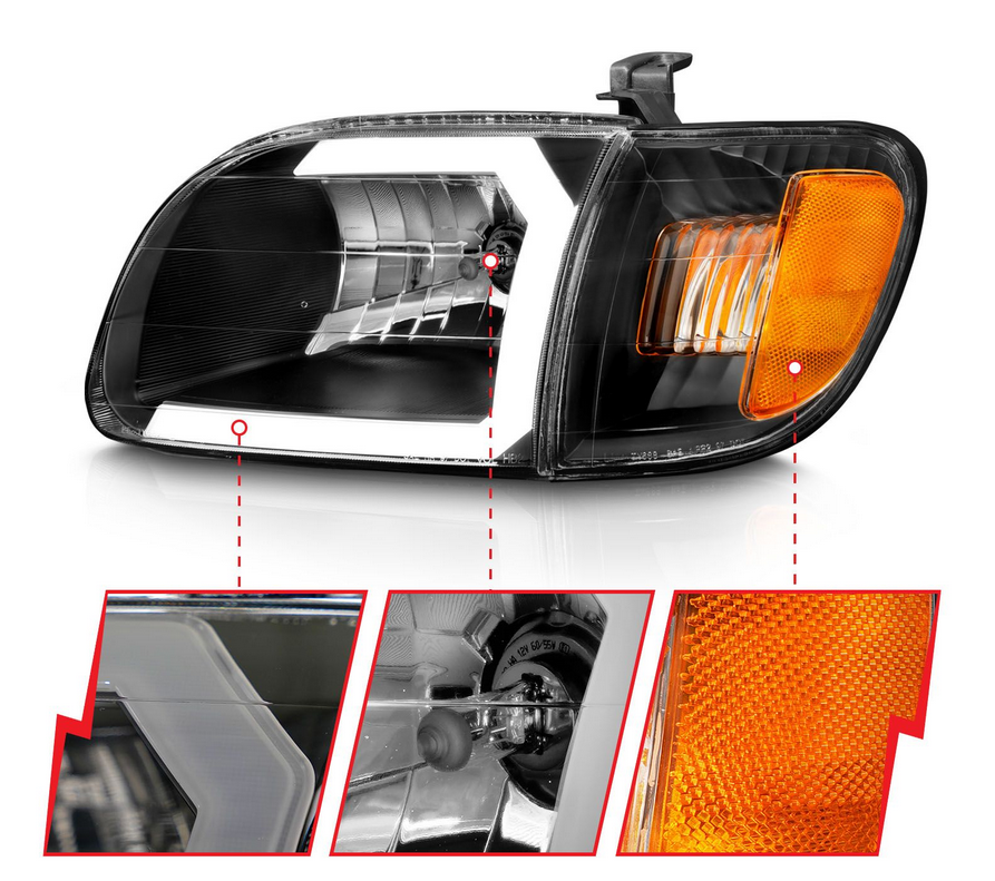 Anzo 2000-2004 Toyota Tundra Crystal Plank Style Headlights with Corner Lights (2 Pieces)