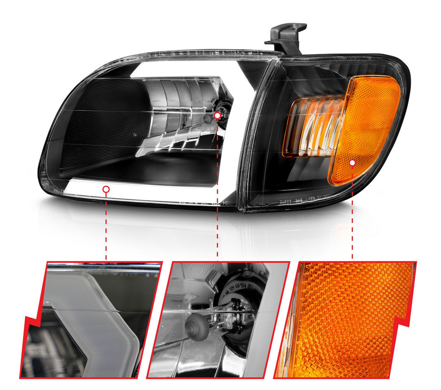 2000-2004 Toyota Tundra Crystal Plank Style Headlights with Corner Lights (2 Pieces)