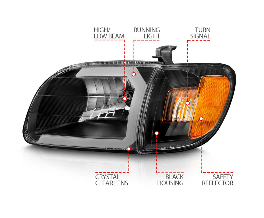 Anzo 2000-2004 Toyota Tundra Crystal Plank Style Headlights with Corner Lights (2 Pieces)