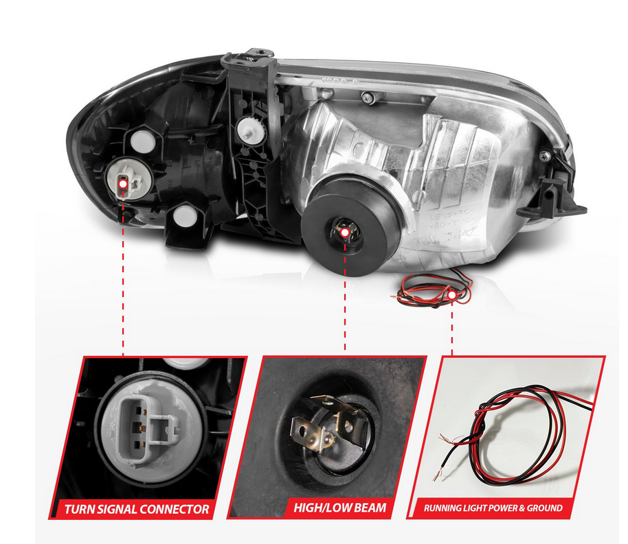 Anzo 2000-2004 Toyota Tundra Crystal Plank Style Headlights with Corner Lights (2 Pieces)